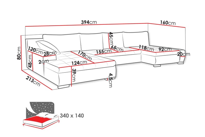 Gamal Sofa Dobbeldivan 4-seter - Brun - Møbler - Sofaer - U-sofa