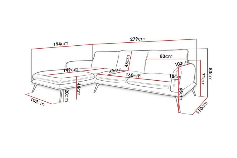 3-seters Hjørnesofa Graystone - Brun - Møbler - Sofaer - Hjørnesofaer