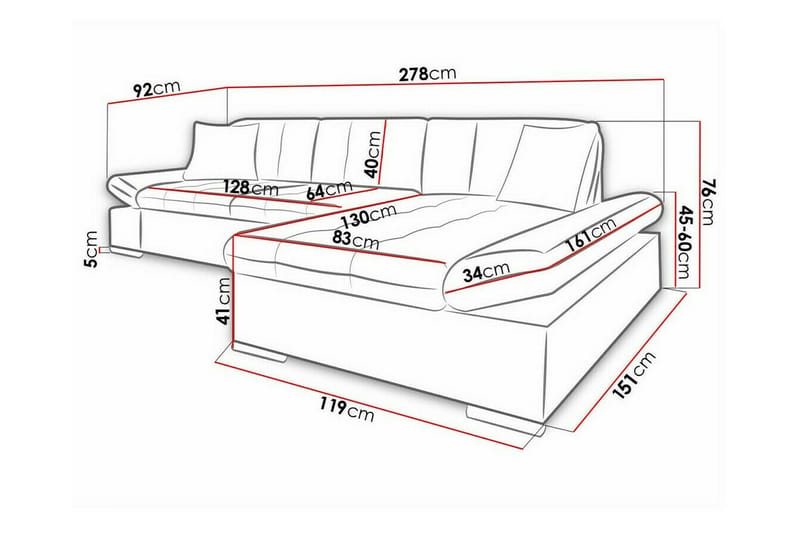 3-seters Hjørnesofa Kintore - Lysegrå - Møbler - Sofaer - Hjørnesofaer