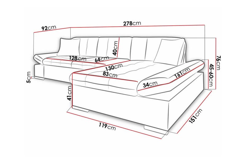 3-seters Hjørnesofa Kintore - Lysegrå - Møbler - Sofaer - Hjørnesofaer