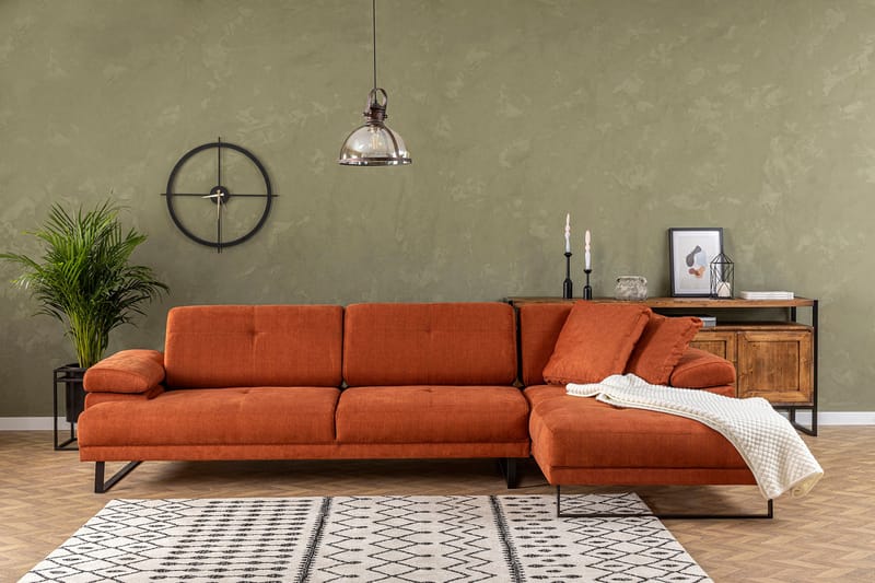 Divansofa 3-seters Caboolture - Oransje - Møbler - Sofaer - Hjørnesofaer