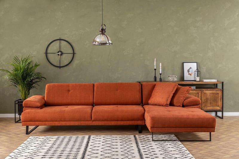 Divansofa 3-seters Caboolture - Oransje - Møbler - Sofaer - Hjørnesofaer