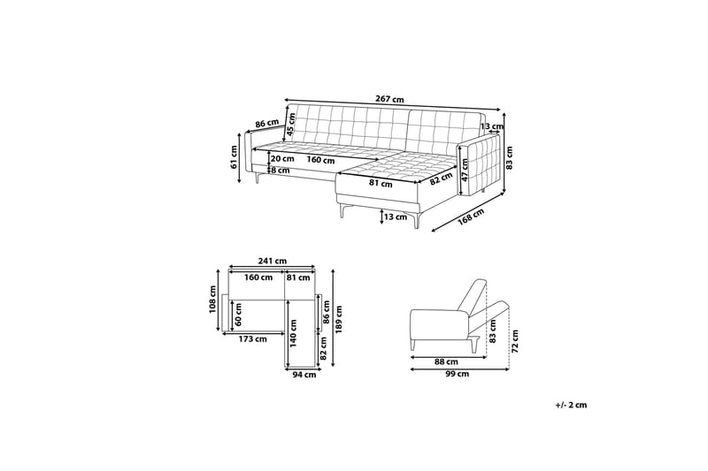 Hjørnesofa Aberdeen 267 cm - Brun - Møbler - Sofaer - Hjørnesofaer