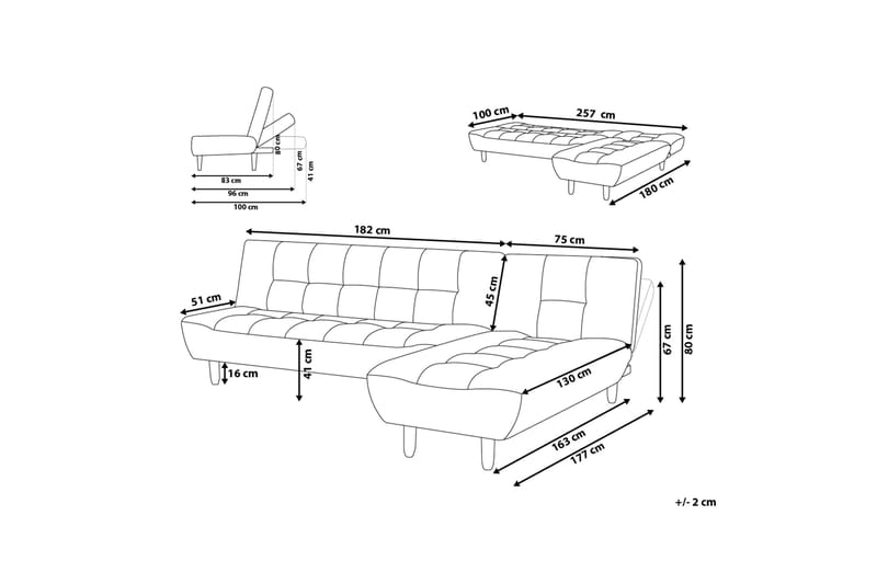 Hjørnesofa Alsten 182 cm - Rød - Møbler - Sofaer - Hjørnesofaer