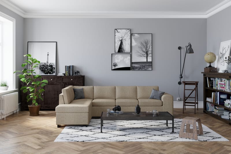 Hjørnesofa Alter 4-seter med Divan Vendbar - Beige - Hjørnesofa med divan - Hjørnesofaer