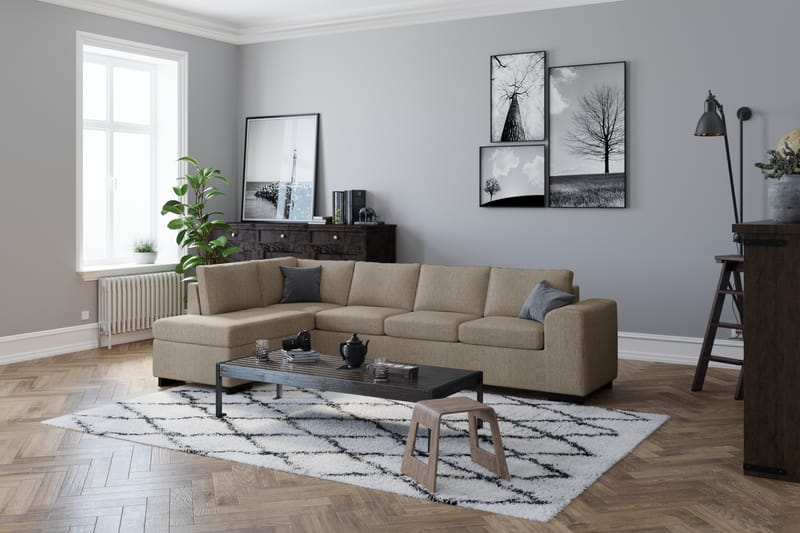 Hjørnesofa Alter 4-seter med Divan Vendbar - Beige - Hjørnesofa med divan - Hjørnesofaer