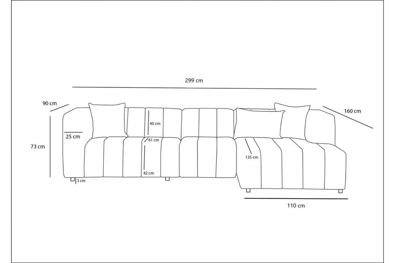 Hjørnesofa Beyza 4-sits - Cream - Møbler - Sofaer - Hjørnesofaer