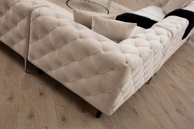 Hjørnesofa Canunda 6-seters - Beige - Møbler - Sofaer - Hjørnesofaer - Chesterfield hjørnesofa