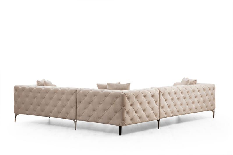 Hjørnesofa Canunda 6-seters - Beige - Møbler - Sofaer - Hjørnesofaer - Chesterfield hjørnesofa