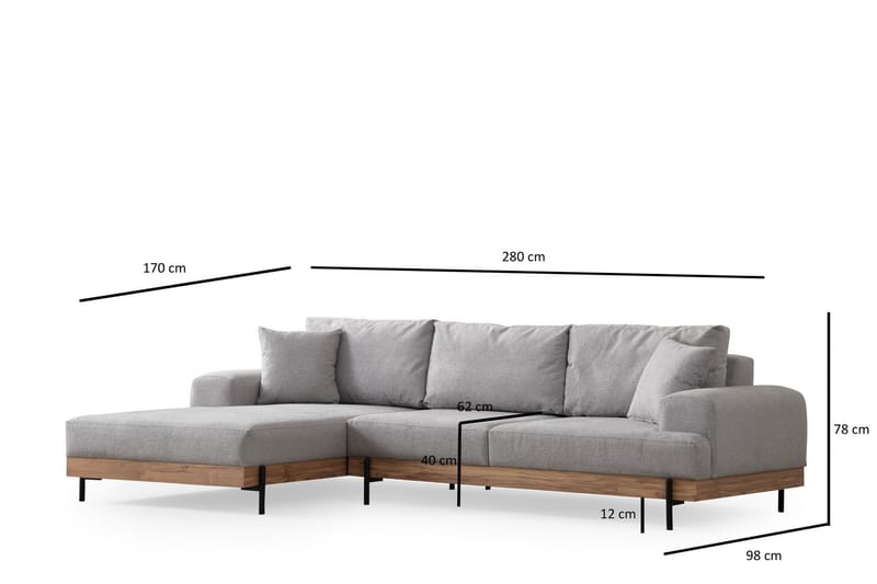 Hjørnesofa Eti 3-sits - Grå - Møbler - Sofaer - Hjørnesofaer