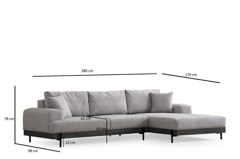 Hjørnesofa Eti 3-sits - Grå - Møbler - Sofaer - Hjørnesofaer