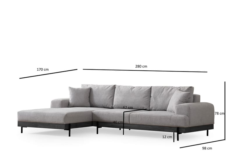 Hjørnesofa Eti 3-sits - Grå - Møbler - Sofaer - Hjørnesofaer