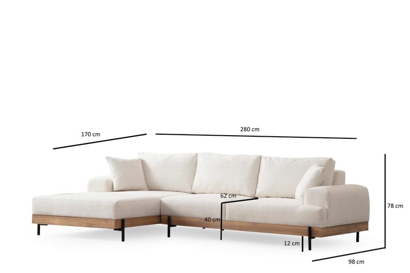 Hjørnesofa Eti 3-sits - Hvit - Møbler - Sofaer - Hjørnesofaer