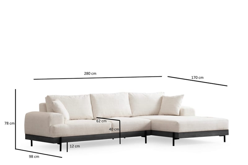 Hjørnesofa Eti 3-sits - Hvit - Møbler - Sofaer - Hjørnesofaer