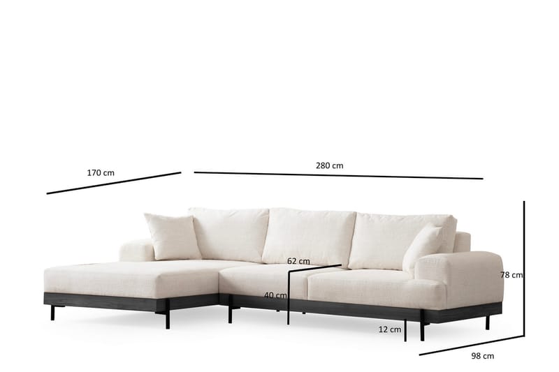 Hjørnesofa Eti 3-sits - Hvit - Møbler - Sofaer - Hjørnesofaer