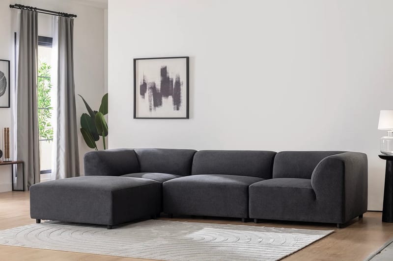 Hjørnesofa Munesh 4-sits - Antrasitt - Møbler - Sofaer - Hjørnesofaer