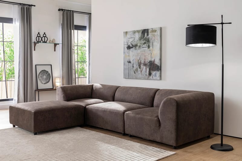 Hjørnesofa Munesh 4-sits - Brun - Møbler - Sofaer - Hjørnesofaer