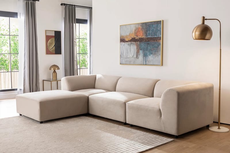 Hjørnesofa Munesh 4-sits - Cream - Møbler - Sofaer - Hjørnesofaer