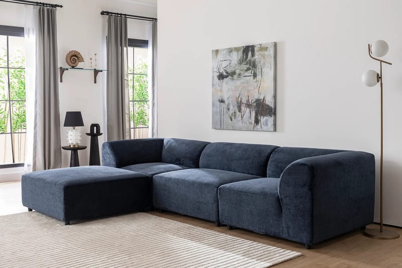 Hjørnesofa Munesh 4-sits - Navy - Møbler - Sofaer - Hjørnesofaer