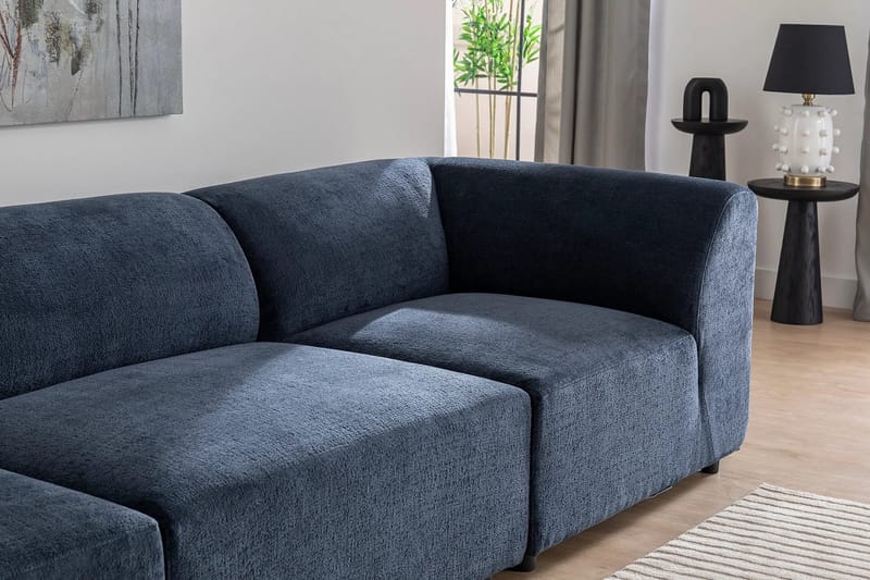 Hjørnesofa Munesh 4-sits - Navy - Møbler - Sofaer - Hjørnesofaer