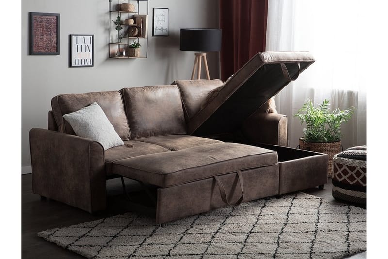 Hjørnesofa Nesna 228 cm - Brun - Møbler - Sofaer - Hjørnesofaer