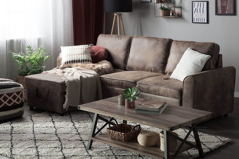 Hjørnesofa Nesna 228 cm - Brun - Møbler - Sofaer - Hjørnesofaer