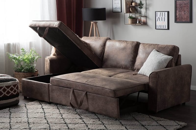 Hjørnesofa Nesna 228 cm - Brun - Møbler - Sofaer - Hjørnesofaer