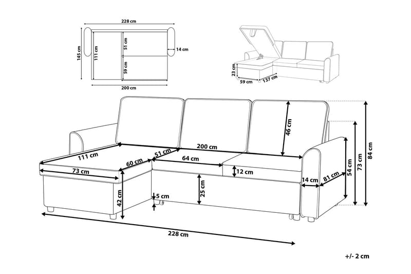 Hjørnesofa Nesna 228 cm - Brun - Møbler - Sofaer - Hjørnesofaer