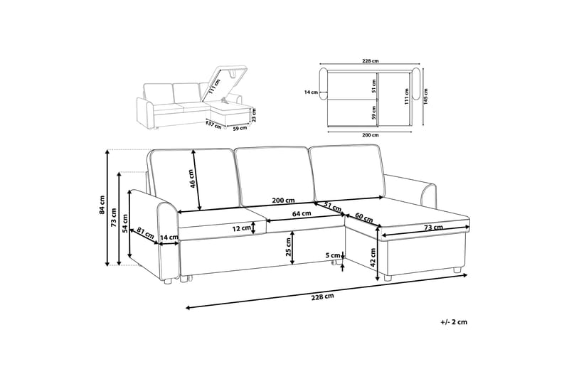 Hjørnesofa Nesna 228 cm - Brun - Møbler - Sofaer - Hjørnesofaer