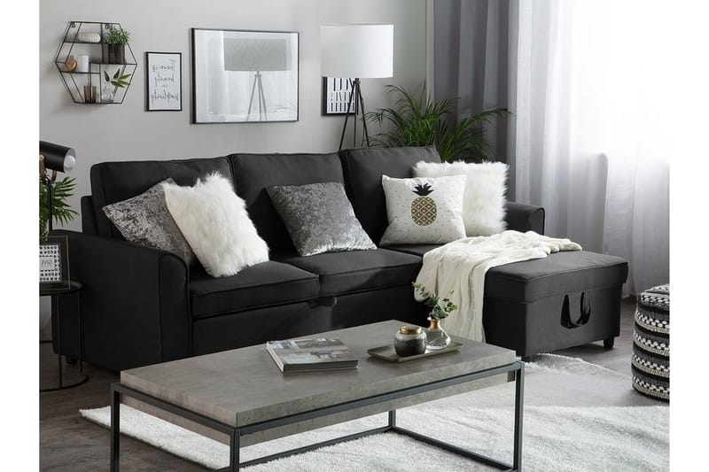 Hjørnesofa Nesna 228 cm - Svart - Møbler - Sofaer - Hjørnesofaer