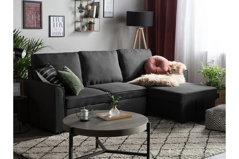 Hjørnesofa Nesna 228 cm - Svart - Møbler - Sofaer - Hjørnesofaer