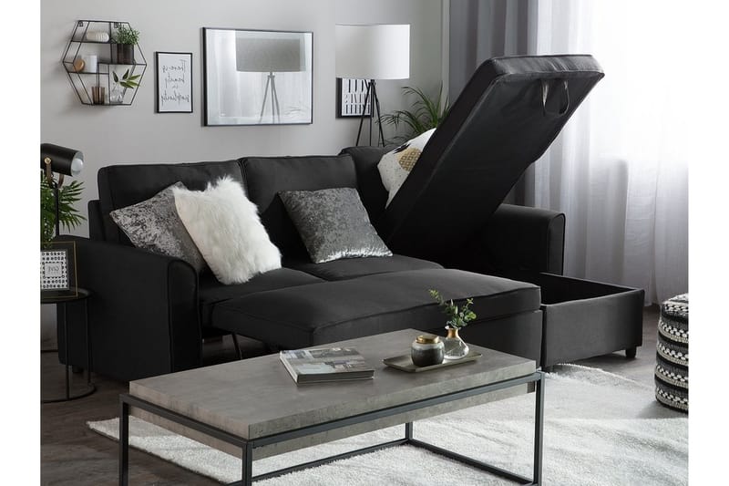 Hjørnesofa Nesna 228 cm - Svart - Møbler - Sofaer - Hjørnesofaer