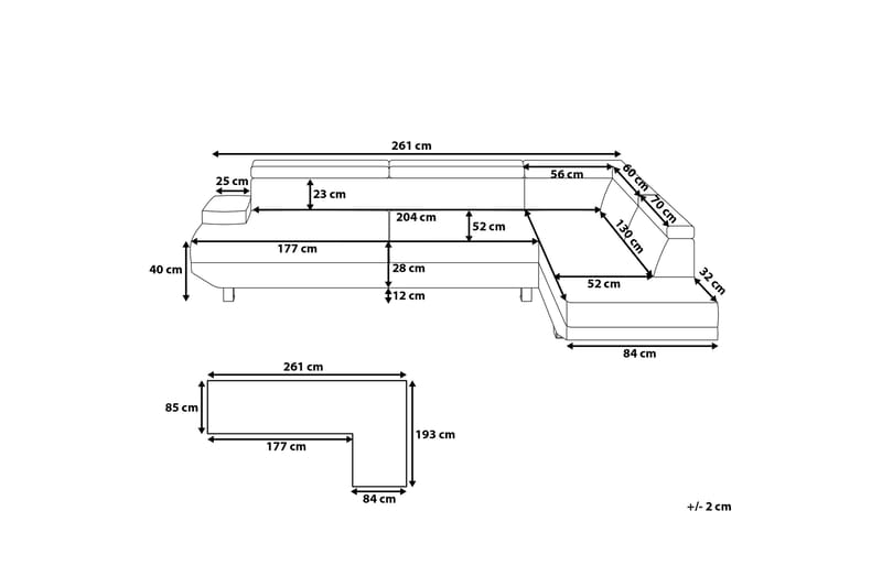 Hjørnesofa Norrea 261 cm - Hvit - Møbler - Sofaer - Hjørnesofaer