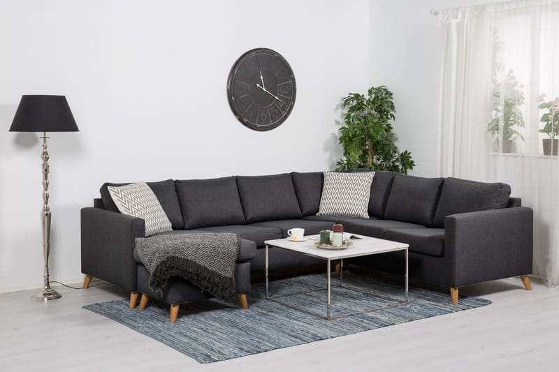 Hjørnesofa Yen med Divan Vendbar - Mørkgrå - Møbler - Sofaer - Hjørnesofaer - Hjørnesofa med divan