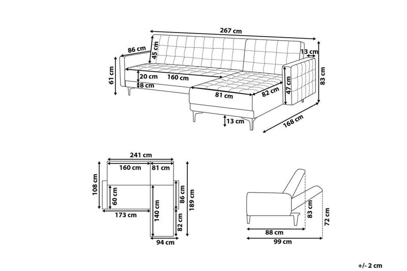 Hjørnesovesofa Aberdeen 267 cm - Rosa - Møbler - Sofaer - Sovesofaer - Sovesofa divan