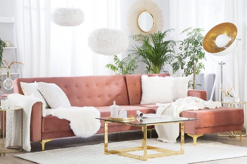 Hjørnesovesofa Aberdeen 267 cm - Rosa - Møbler - Sofaer - Sovesofaer - Sovesofa divan