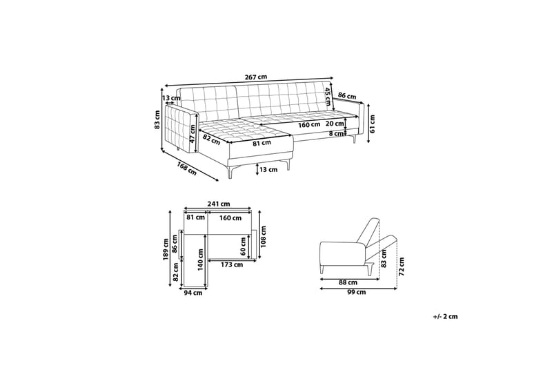 Hjørnesovesofa Aberdeen 267 cm - Rosa - Møbler - Sofaer - Sovesofaer - Sovesofa divan