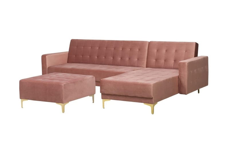 Hjørnesovesofa med Fotskammel Aberdeen 267 cm - Rosa - Møbler - Sofaer - Sovesofaer - Sovesofa divan