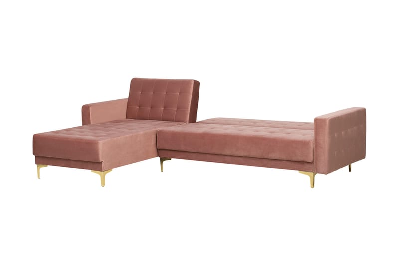 Hjørnesovesofa med Fotskammel Aberdeen 267 cm - Rosa - Møbler - Sofaer - Sovesofaer - Sovesofa divan