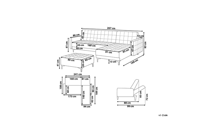 Hjørnesovesofa med Fotskammel Aberdeen 267 cm - Rosa - Møbler - Sofaer - Sovesofaer - Sovesofa divan