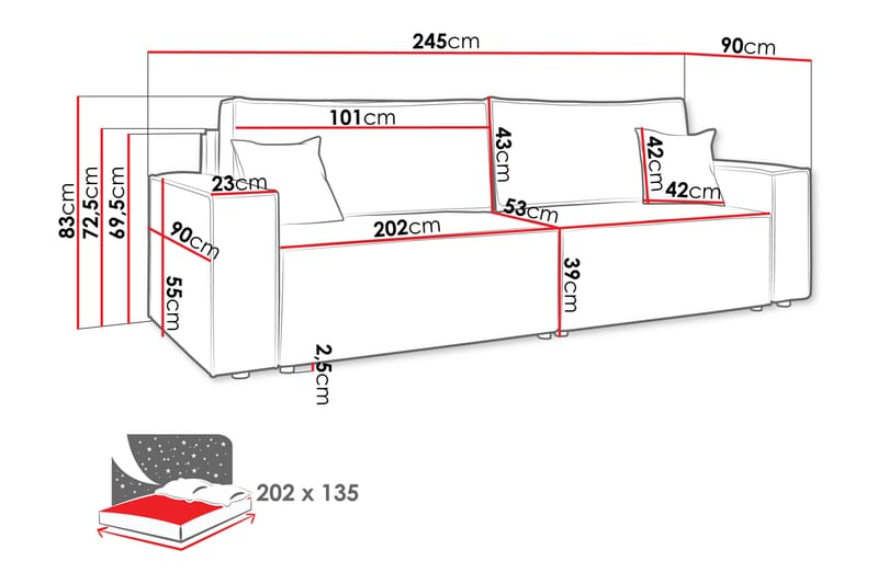 Hobson Sofa 3-seter - Blå - Møbler - Sofaer - 3 seter sofa