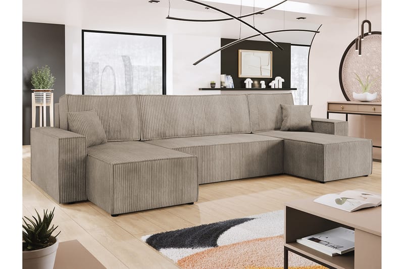 Hobson Sofa Dobbel sjeselong 4-seter - Beige - Møbler - Sofaer - U-sofa