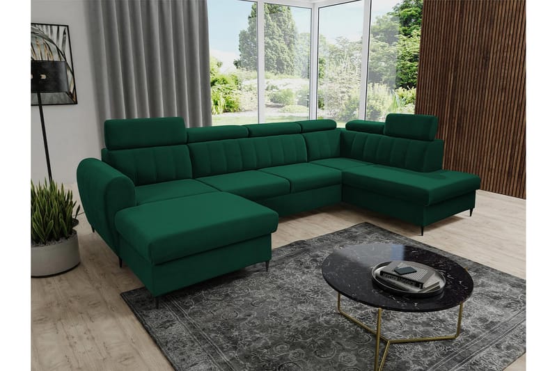 Hoffman Sofa med Divan og Sjeselong 4-seter - Grønn - Møbler - Sofaer - Sofaer med sjeselong - 4 seters sofa med divan