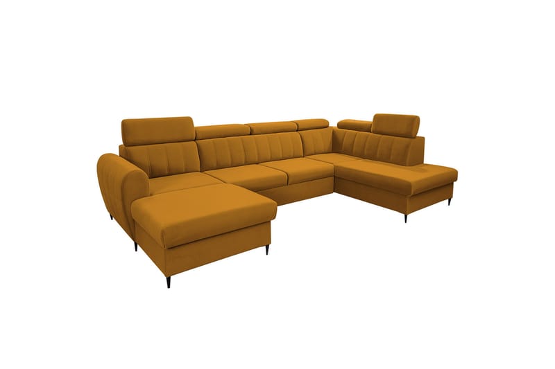 Hoffman Sofa med Divan og Sjeselong 4-seter - Gul - Møbler - Sofaer - Sofaer med sjeselong - 4 seters sofa med divan