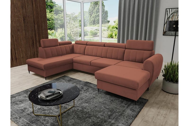 Hoffman Sofa med Divan og Sjeselong 4-seter - Kobber - Møbler - Sofaer - Sofaer med sjeselong - 4 seters sofa med divan