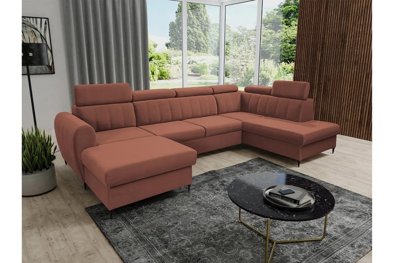 Hoffman Sofa med Divan og Sjeselong 4-seter - Kobber - Møbler - Sofaer - Sofaer med sjeselong - 4 seters sofa med divan