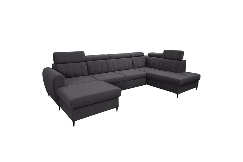 Hoffman Sofa med Divan og Sjeselong 4-seter - Mørk grå - Møbler - Sofaer - Sofaer med sjeselong - 4 seters sofa med divan