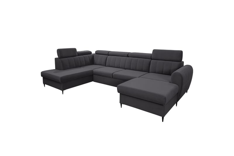 Hoffman Sofa med Divan og Sjeselong 4-seter - Mørk grå - Møbler - Sofaer - Sofaer med sjeselong - 4 seters sofa med divan