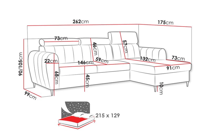 Hoffman Sofa med Sjeselong 3-seter - Beige - Møbler - Sofaer - Sofaer med sjeselong - 3 seters sofa med divan