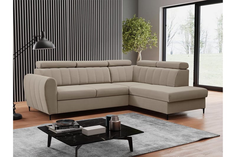 Hoffman Sofa med Sjeselong 3-seter - Beige - Møbler - Sofaer - Sofaer med sjeselong - 3 seters sofa med divan